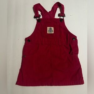 Vintage Chaps Bib Overalls Dress Hot Pink Fuchsia Girls Size 2T